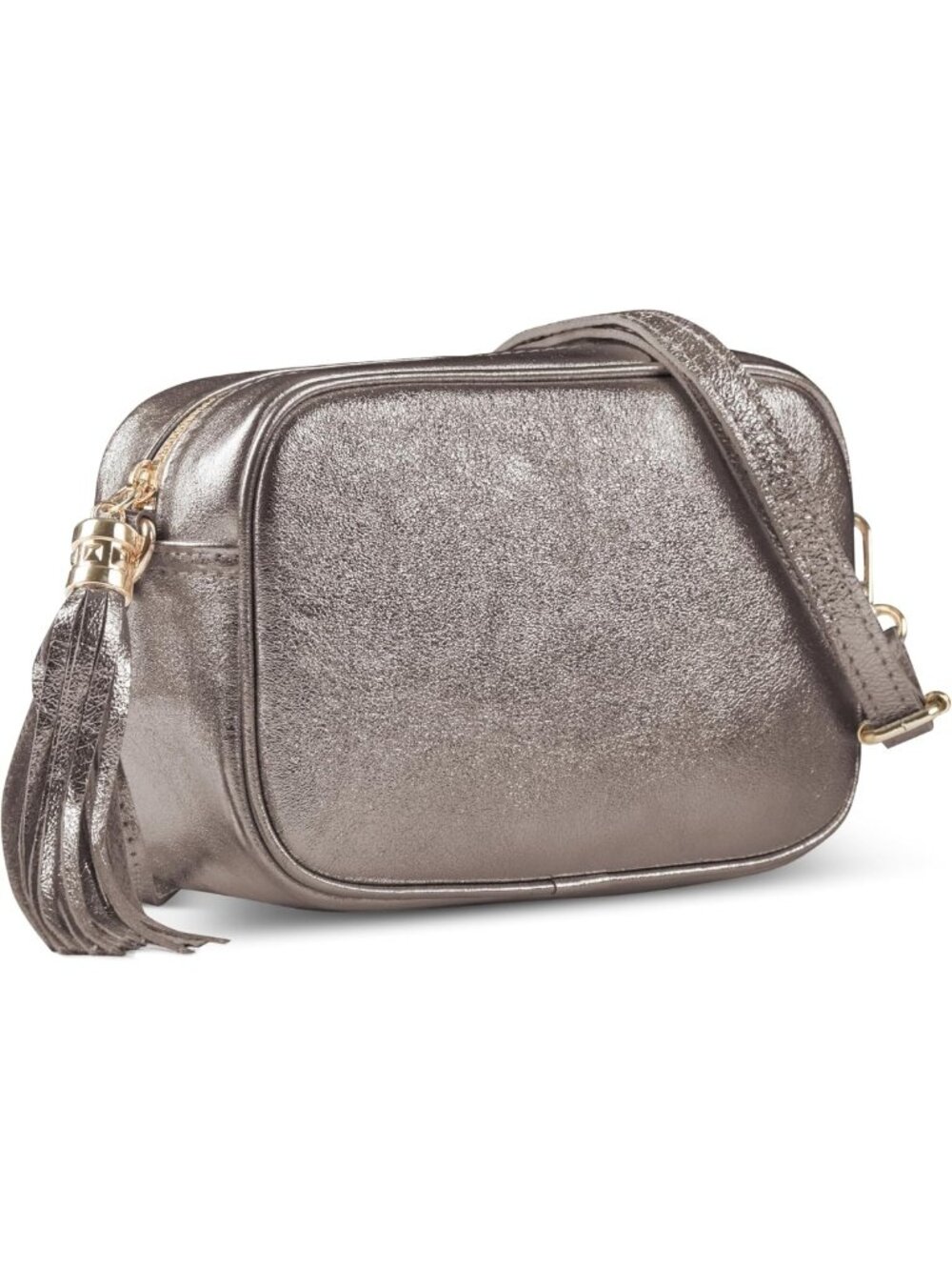 Metallic Suede Crossbody Bag for Women - Small Stylish Handbag in Bronze